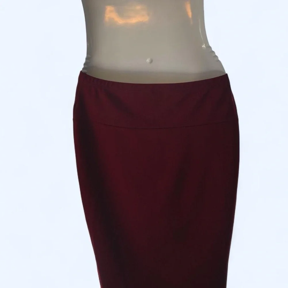 Elegant Burgundy Women's Pencil Skirt with Slit L